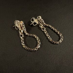 JAI Sterling Silver 3” Convertible Box Chain Earrings
